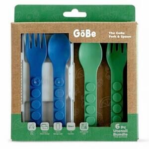 GoBe Kids 6 Piece Utensil Set Snap Stack Travel Case BPA Free Lunch Box